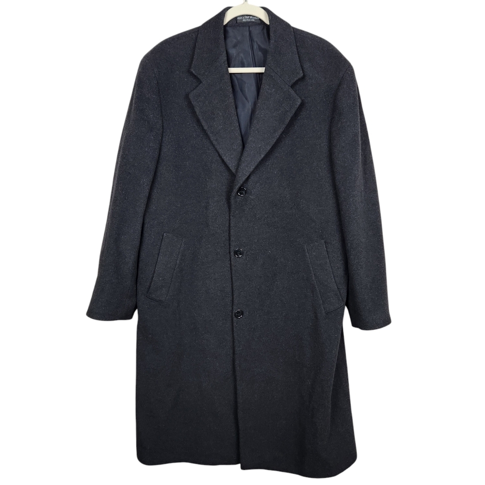 Andrew Fezza Dark Gray Cashmere Blend Italian Fabric Trench Coat Men's Size 42S
